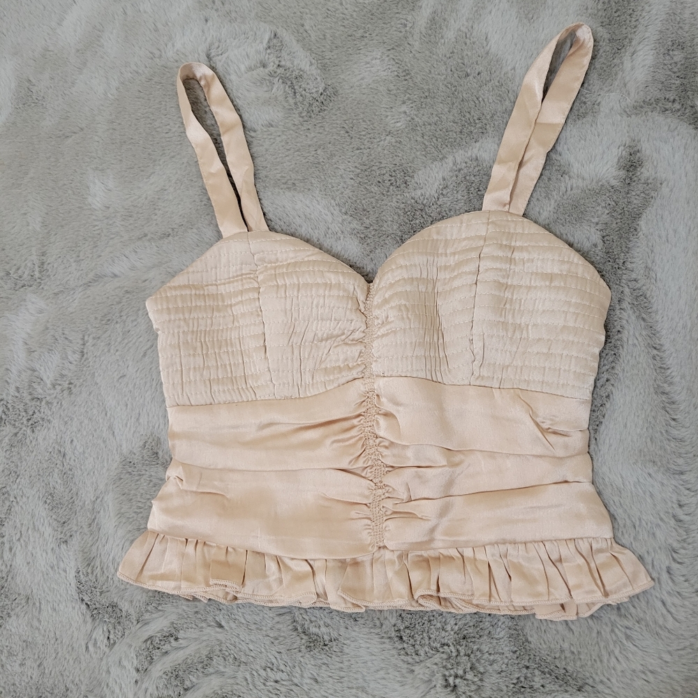 Nwt Bog Collective Champagne Smocked Bustier Top